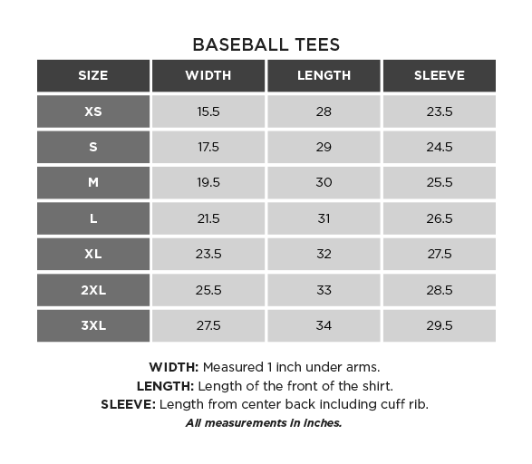 Baseball Size Chart
